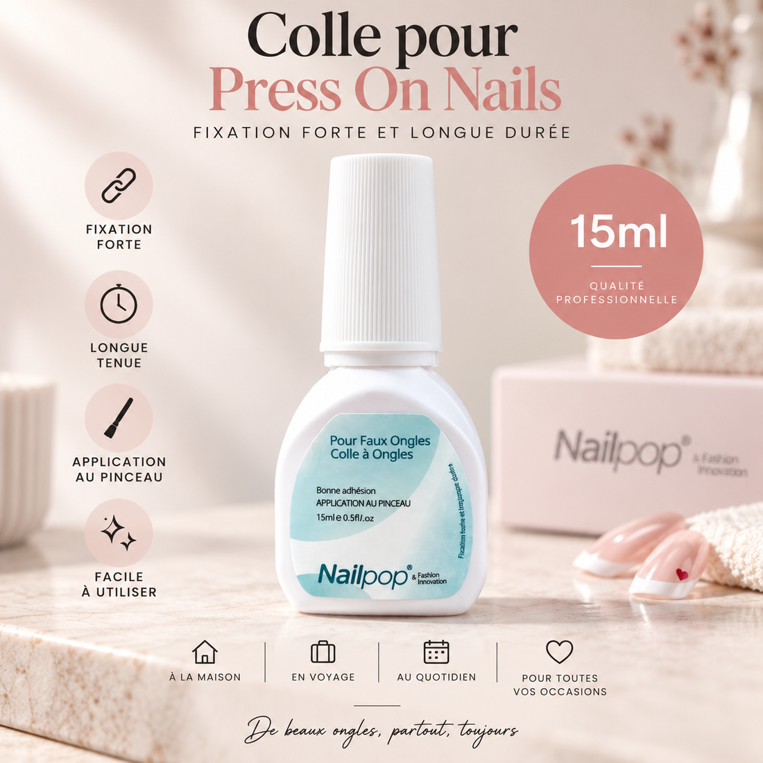Colle professionnelle pour Press-On Nails – 15 ml